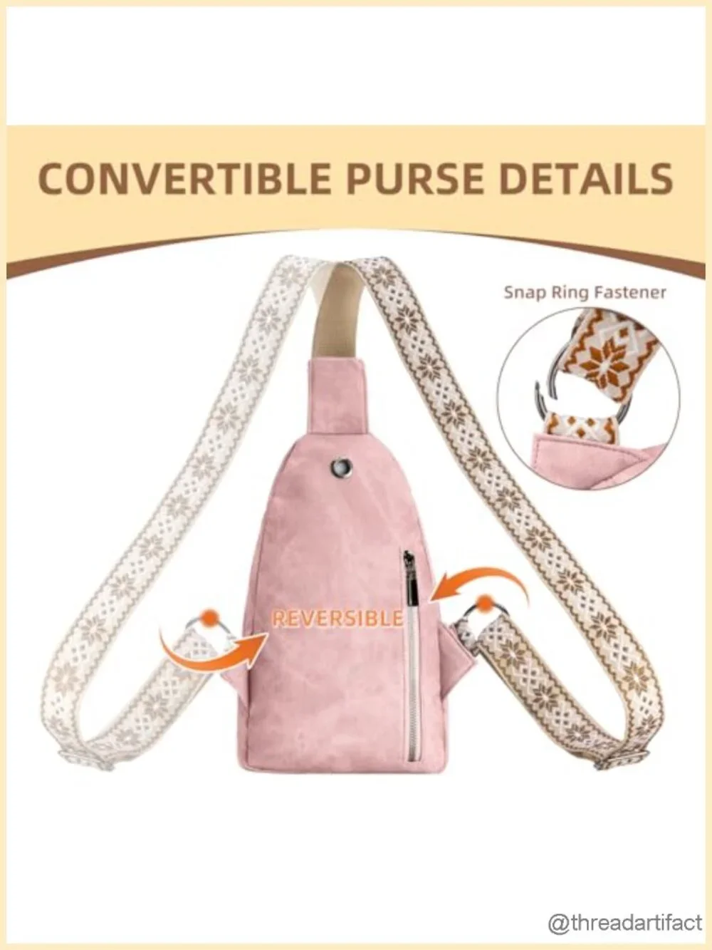 PU Leather Sling Crossbody Bag Bohemian Multi-Pockets Travel Fanny Pack